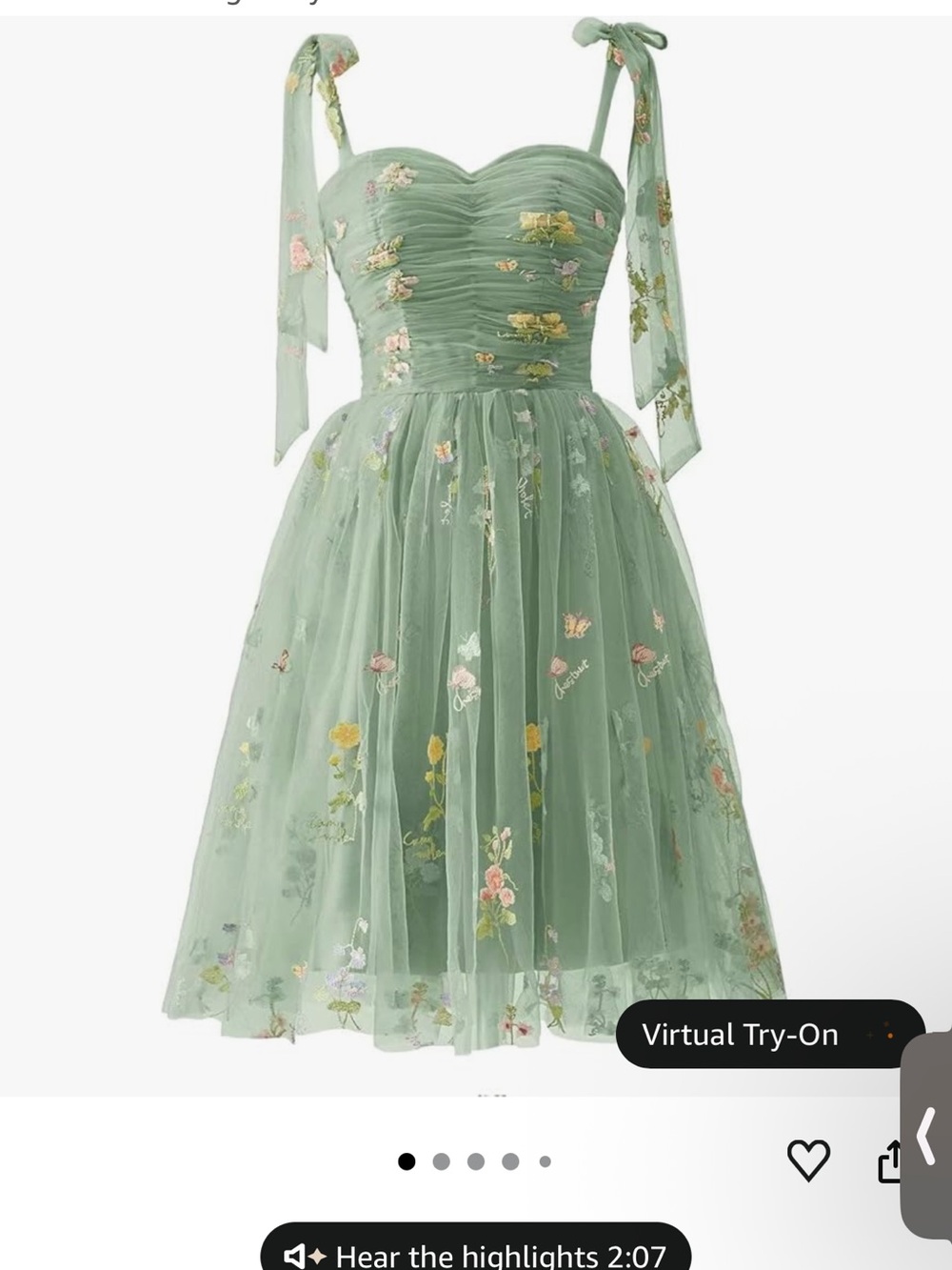 Amazon Sage Green Floral Mesh Midi Dress with Corset Bodice